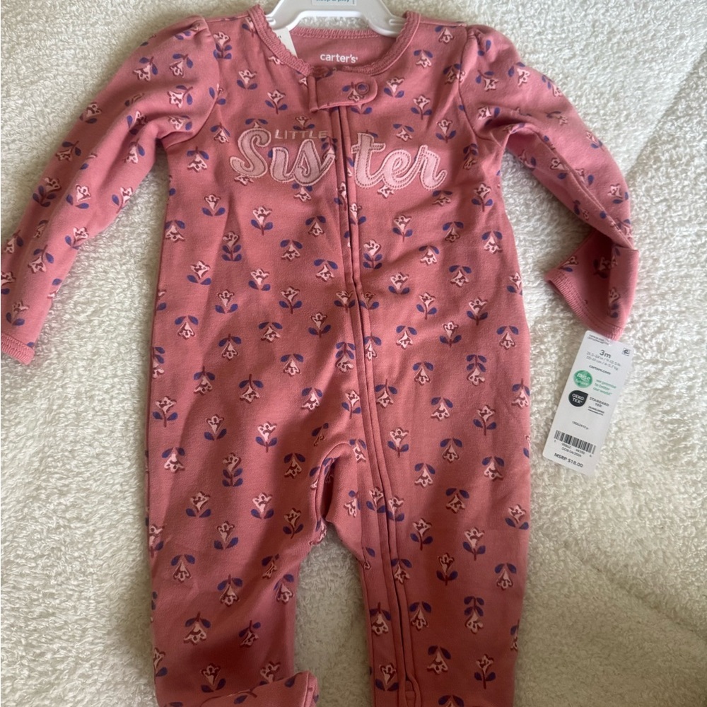 Carter's Pink Floral Little Sister Footie